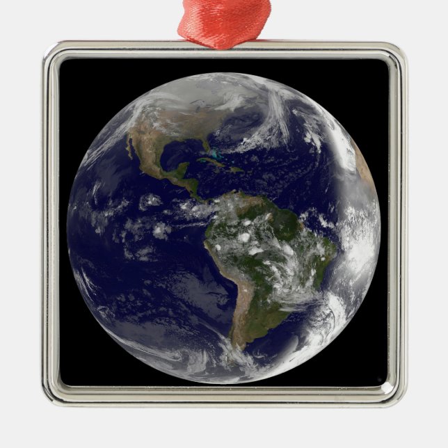 Ornement Carré Argenté Pleine Terre montrant l'Amérique du Nord et l'Amer (Devant)