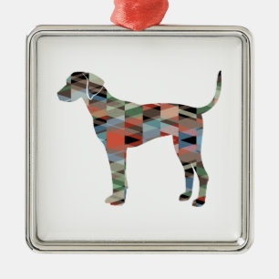 Ornement Carré Argenté Plott Hound Geometric Pattern Silhouette Plaid