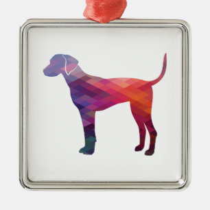 Ornement Carré Argenté Plott Hound Geometric Pattern Silhouette Purple