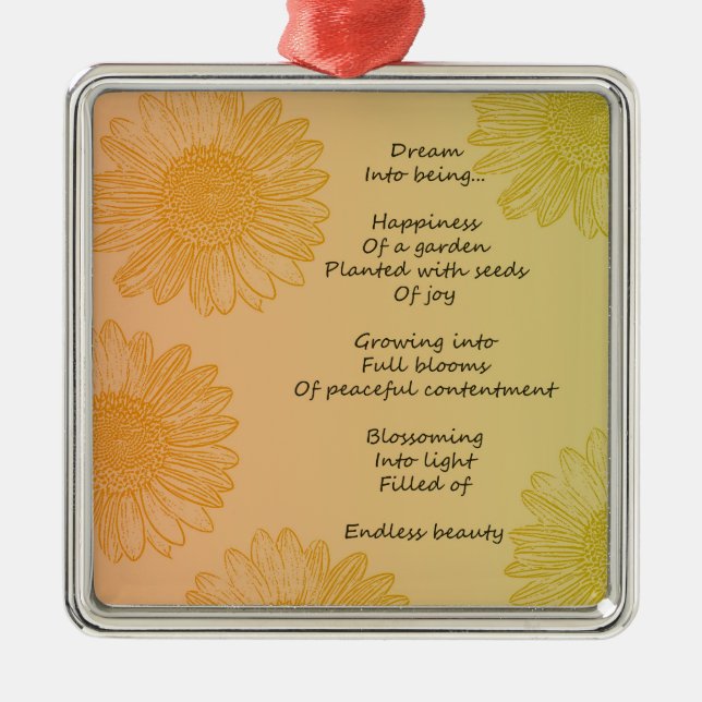 Ornement Carré Argenté Poème rêveur (Devant)