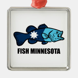 Ornement Carré Argenté Poisson Minnesota