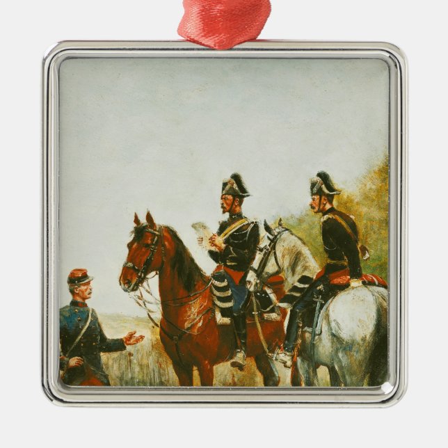 Ornement Carré Argenté Policiers en tournée d'inspection (Devant)