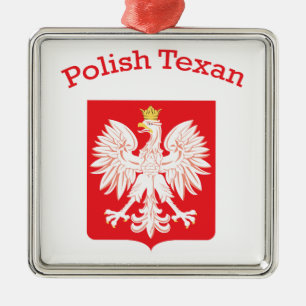 Ornement Carré Argenté Polish Texan Eagle Shield