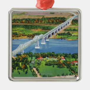 Ornement Carré Argenté Pont de Rip Van Winkle au-dessus du fleuve Hudson