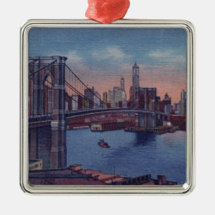 Ornement Carré Argenté Pont vintage Brooklyn