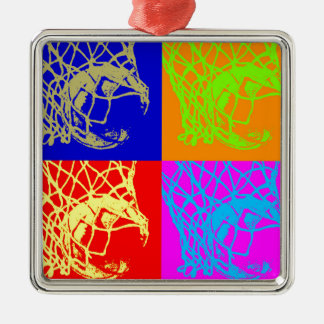 Ornement Carré Argenté Pop Art Basket