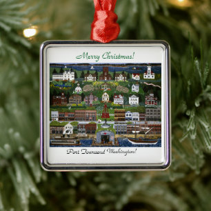 Ornement Carré Argenté Port historique Townsend, Washington