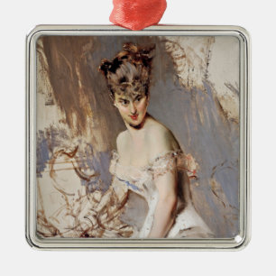 Ornement Carré Argenté Portrait d'Alice Regnault (Beauté féminine)
