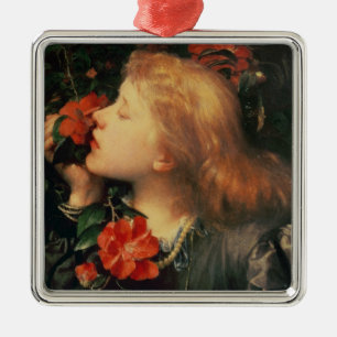 Ornement Carré Argenté Portrait de dame Ellen Terry c.1864