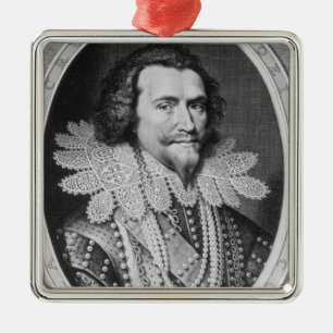 Ornement Carré Argenté Portrait de George Villiers