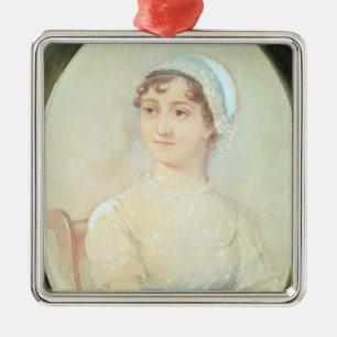 Ornement Carré Argenté Portrait de Jane Austen