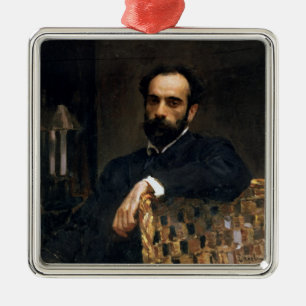 Ornement Carré Argenté Portrait de l'artiste Isaak Ilyich Levitan