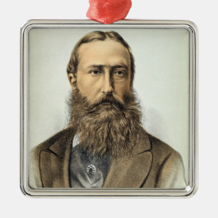 Ornement Carré Argenté Portrait de Leopold II (1835-1909), roi de Belgiu