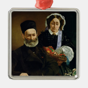 Ornement Carré Argenté Portrait de Manet de M et de Mme. Auguste Manet