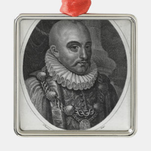 Ornement Carré Argenté Portrait de Michel de Montaigne
