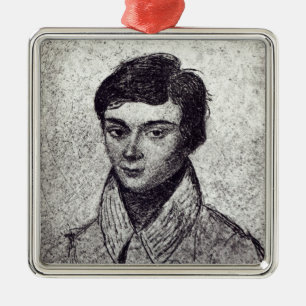 Ornement Carré Argenté Portrait d'Evariste Galois