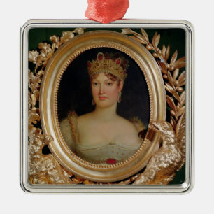 Ornement Carré Argenté Portrait d'impératrice Marie-Louise de l'Autriche