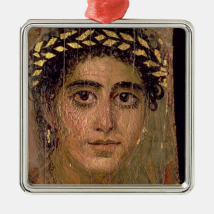 Ornement Carré Argenté Portrait d'une femme, de Fayum, Romano-Égyptien,