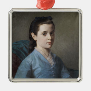 Ornement Carré Argenté Portrait d'une fille élégante (par Leloir)