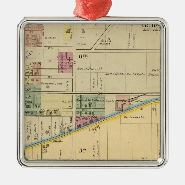 Ornement Carré Argenté Portsmouth, Ohio (Devant)