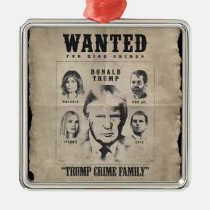 Ornement Carré Argenté Poster Recherché : Famille Trump Crime