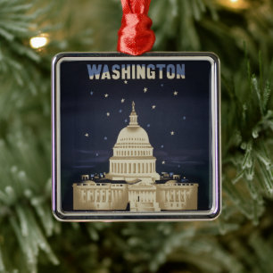 Ornement Carré Argenté Poster Vintage voyage pour American Airlines