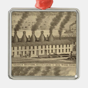 Ornement Carré Argenté Poterie d'Ohio Valley, frères de Laughlin