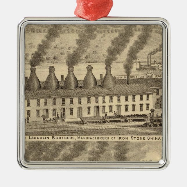 Ornement Carré Argenté Poterie d'Ohio Valley, frères de Laughlin (Devant)