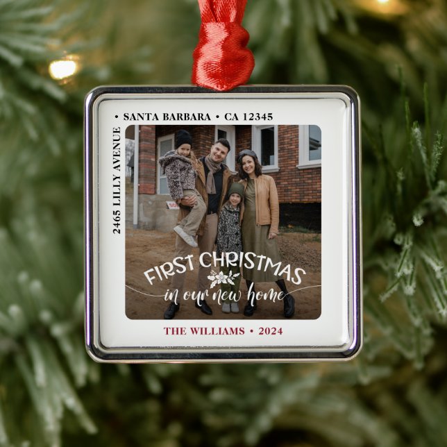 Ornement Carré Argenté Premier Noël dans notre nouvelle photo (Arbre)
