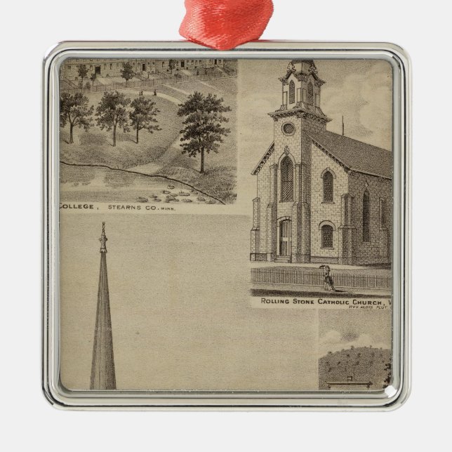 Ornement Carré Argenté Première église d'Universalisty, Minneapolis, (Devant)