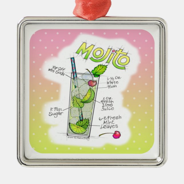 ORNEMENT CARRÉ ARGENTÉ PREMIUM NOËL ORNAMENT - MOJITO RECEPE ART (Devant)