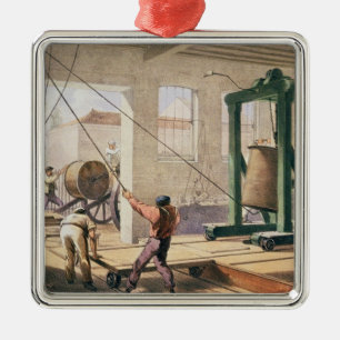 Ornement Carré Argenté Préparant le câble, 'du Telegraph atlantique