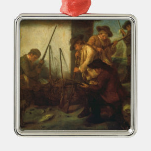 Ornement Carré Argenté Préparant les armes à feu (huile sur la toile)