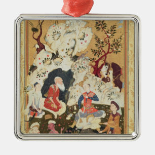 Ornement Carré Argenté Prince rendant visite à un ascétique