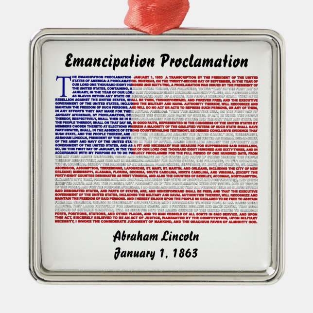 Ornement Carré Argenté Proclamation d'émancipation (Devant)