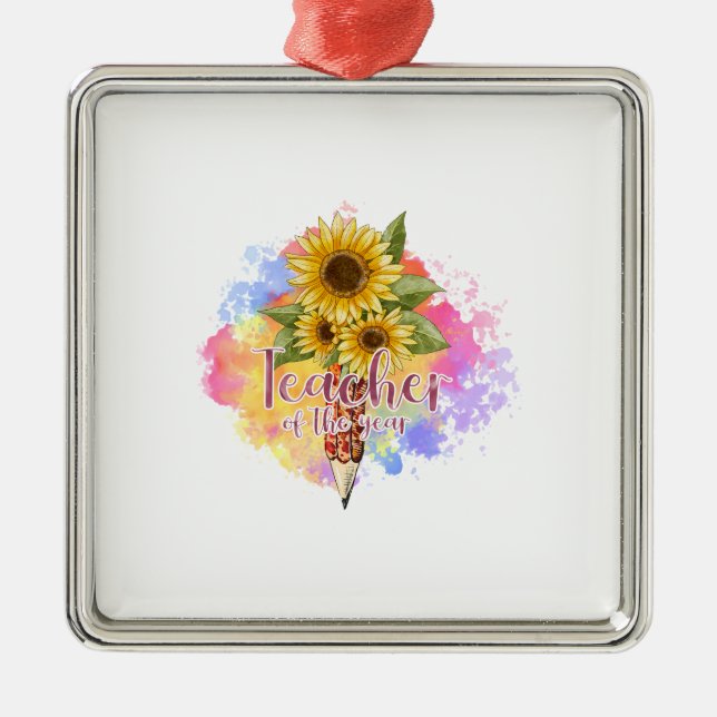 Ornement Carré Argenté Professeur De L'Année (Devant)