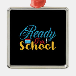 Ornement Carré Argenté Professeur Prêt Pour L'École