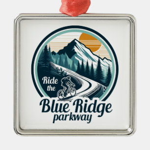 Ornement Carré Argenté Promenez-Vous À Vélo Sur La Parkway Blue Ridge