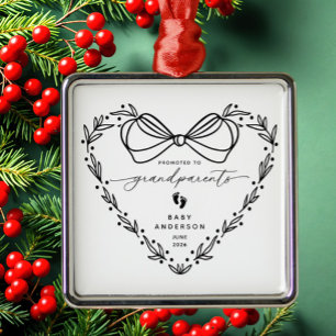 Ornement Carré Argenté Promu à grand-parents Noël Ornament