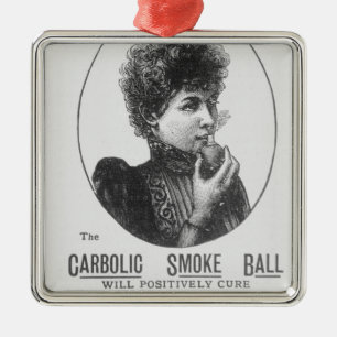 Ornement Carré Argenté Publicité pour la boule de fumée carbolique
