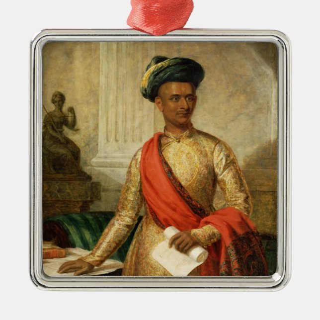 Ornement Carré Argenté Purniya, ministre en chef de Mysore, c.1801 (huile (Devant)