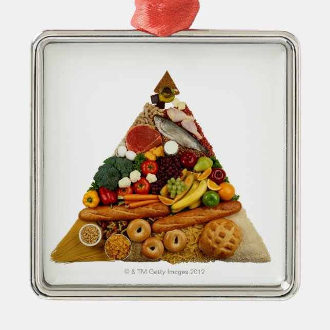 Ornement Carré Argenté Pyramide alimentaire (Devant)