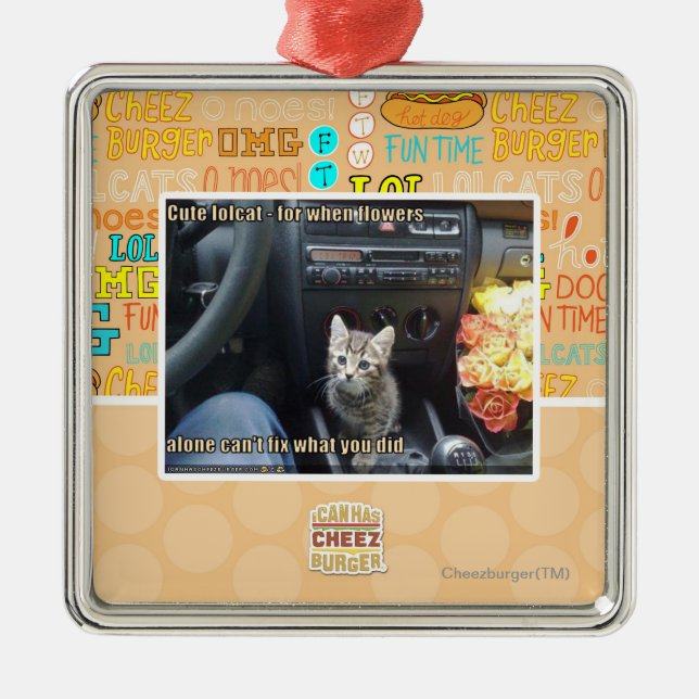 Ornement Carré Argenté Quand les fleurs ne sont pas assez (Devant)