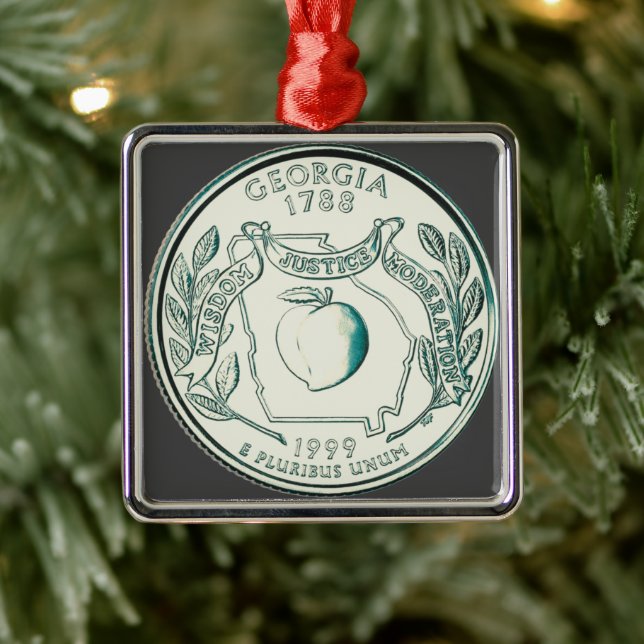 Ornement Carré Argenté Quartier d'État de Géorgie teinté (Arbre)
