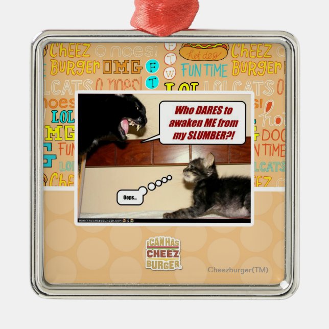 Ornement Carré Argenté Qui ose me réveille ? (Devant)