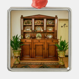 Ornement Carré Argenté Raboteuse de pin et de cèdre