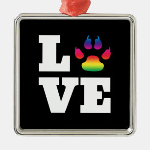 Ornement Carré Argenté Rainbow paw
