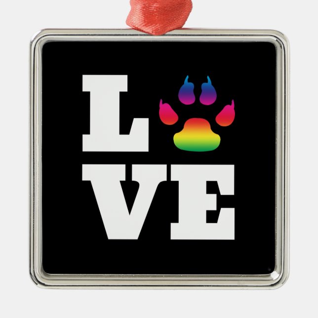 Ornement Carré Argenté Rainbow paw (Devant)