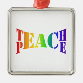 Ornement Carré Argenté Rainbow Teach Peace