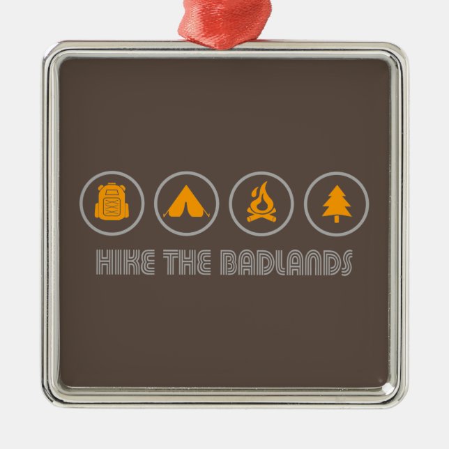 Ornement Carré Argenté Randonnée Dans Les Badlands (Devant)